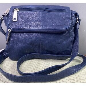 LIZ CLAIBORNE Womens Faux Leather Crossbody Shoulder Bag Purse Blue 8x8.5x2"NWT